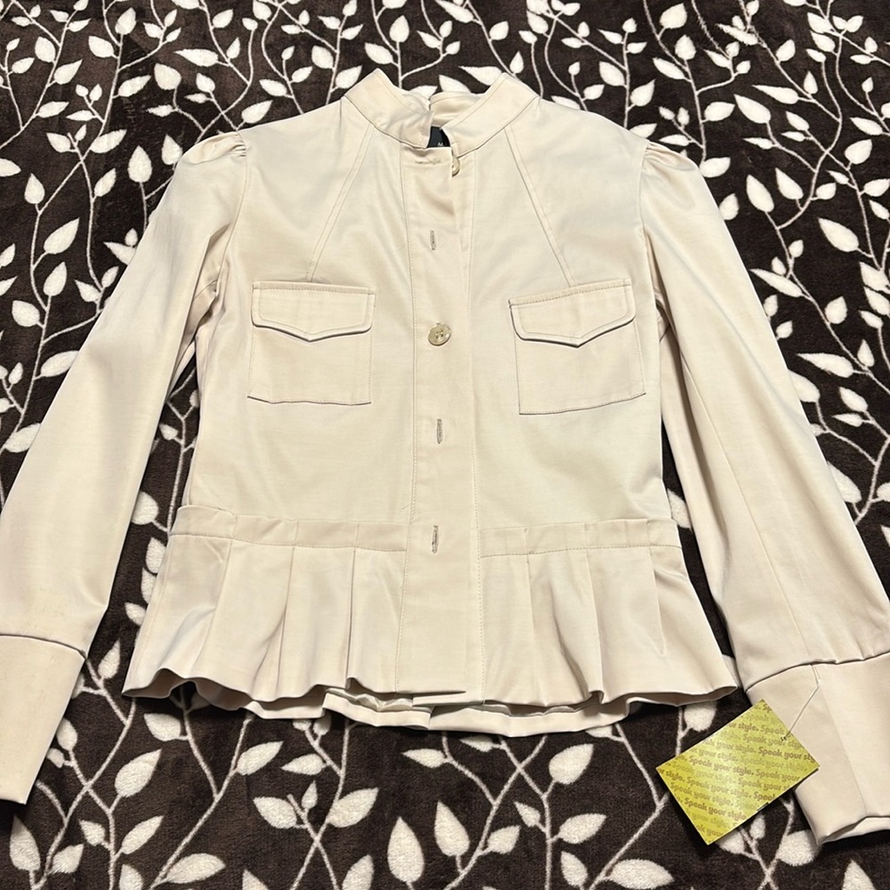 Maeva Solid Cream Blazer Jacket Size 4